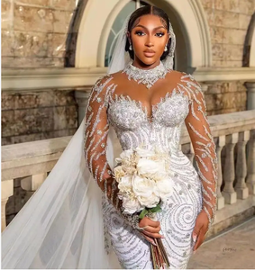 Sản Phẩm Mới Đuôi Cá Váy Cưới Sang Trọng Ngành Công Nghiệp Nặng Thêu Hạt Ren Mỏng Giảm Béo Đuôi Cá Đuôi Váy Cưới - Product Image 3