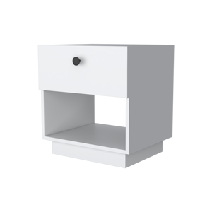 White 1-<b>Drawer</b> Nightstand With Open Shelf <b>For</b> Bedroom <b>Storage</b> - Product Image 3