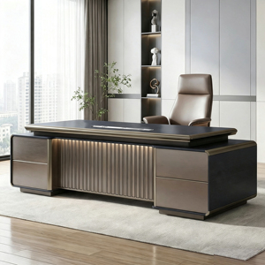 Postazione lavoro ufficio moderna Ceo Executive mobili lusso l a forma di boss scrivanie per camera - Product Image 1