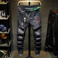Surplus de stock : Jeans droits pour hommes en denim de printemps, coupe mi-formelle, en coton biologique, résistant à la décoloration, tie-dye, à prix très bas