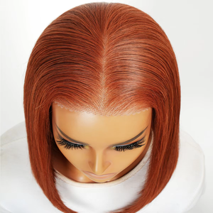 Perruque Bob Lisse Transparente 5*5 avec Fermeture, <span class=keywords><strong>Cheveux</strong></span> Humains Brésiliens <span class=keywords><strong>Auburn</strong></span> Marron, Prête à Porter, Sans Colle, Pré-Plumée, 10-16 Pouces, pour Femmes - Product Image 6