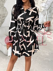 KISS ME ANGEL temperamento europeo <span class=keywords><strong>e</strong></span> americano elegante bottone con risvolto nero a manica lunga stampa sottile camicia a vita alta - Product Image 3