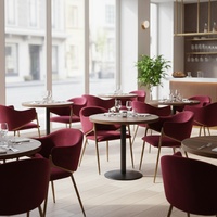 Chaise de salle à manger en velours rouge avec pieds dorés, fauteuil rembourré durable pour restaurant et hôtel, vente en gros