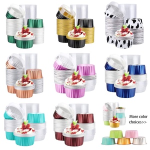 <strong>China</strong> Supplier Eco-friendly Recyclable 125ml Food Grade <strong>Baking</strong> <strong>Cups</strong> with Lids Round Disposable Aluminum Foil Muffin Pans - Product Image 5