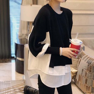 Suéter em camadas costura feminino, duas peças, estilo estrangeiro, de malha, atacado, outono e inverno 2022 - Product Image 4