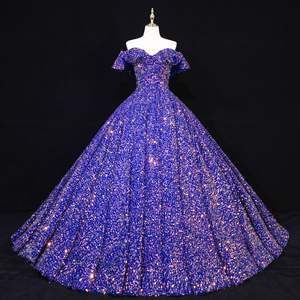 ชุดราตรีออกงานแขนสั้นประดับเลื่อมวิบวับสีสันสดใส - Product Image 1