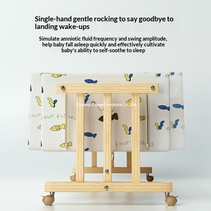 Summer Infants Multifunctional Solid Wood Pastoral Design Baby Crib Rocking <b>Swing</b> Soothing Function 0-3 Years Portable Movable - Product Image 2