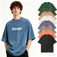 T-shirts personnalisés en gros, vierges, 250g, 100% coton, effet délavé vintage, coton épais, coupe oversize, pour hommes