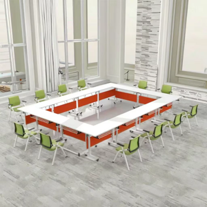 Mesa de reuniones plegable funcional para oficina en casa, escuela, escritorio de entrenamiento con tapa abatible - Product Image 3