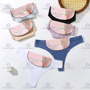 Salida de fábrica Tanga con espalda en T para mujer, calzoncillos de cintura baja de 7 colores, 95% de algodón puro, estilo diario, bragas para el S-XL teñidas lisas - Product Image 5