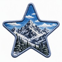 Patchs brodés thermocollants et à coudre en satin multidirectionnel, motif étoile, montagne hivernale et neige, pour veste de montagne d'hiver