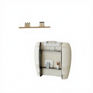 Custom Modern Extendable <b>Foldable</b> Reception <b>Desk</b> Unconventional Shapes Kraft Paper Minimalist Commercial Furniture Office - Product Image 2