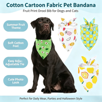 Bandana pour animaux de compagnie en tissu de coton à motif de dessin animé, imprimé fruits (Pastèque, Citron), bavoir anti-bave, pour l'été et Halloween, lavable à la main