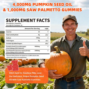 Complément alimentaire à base de graines de citrouille et de palmier nain Biokom en gommes pour la croissance des cheveux et la santé de la peau - 4000 mg par portion - Product Image 3