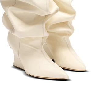 Eleganti Stivali Alti da <span class=keywords><strong>Donna</strong></span> <span class=keywords><strong>con</strong></span> <span class=keywords><strong>Zeppa</strong></span> 2025 Autunno Inverno, Scarpe Sexy a Punta per Feste e Balli, Stivali al Ginocchio <span class=keywords><strong>con</strong></span> Tacco a <span class=keywords><strong>Zeppa</strong></span>, Taglie fino al 43 - Product Image 6