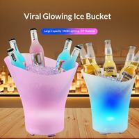 Seau à glace à changement de couleur RVB, logo personnalisable, capable de redouter de la musique, adapté aux bars de fête, aux karaokés à domicile, seau à glace LED alimenté par USB
