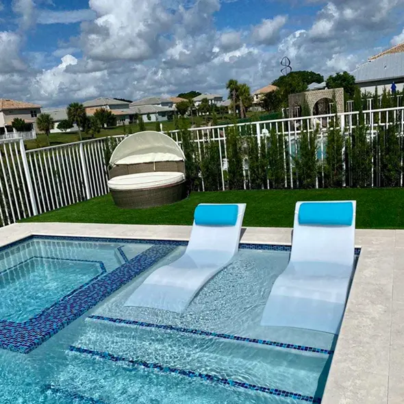 Elastic Breathable Back tanning ledge PE plastic fiberglass outdoor Swimming Pool Sun chaise Lounger