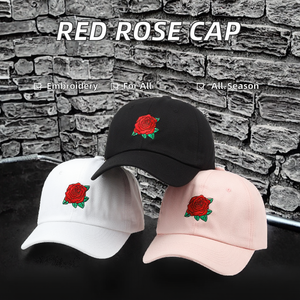Casquette de baseball unisexe à visière plate motif rose rouge et léopard, style hip-hop, 6 panneaux, polyester/coton, broderie 3D, toutes saisons, décontractée - Product Image 2