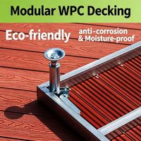 Système de terrasse modulaire en WPC AluDeck, hauteur réglable, antidérapant, résistant aux intempéries, pour cour et usage commercial