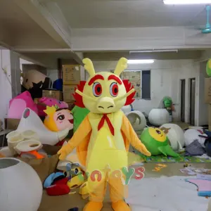 Желтый китайский Восточный Дракон, костюм талисмана для животных, мультипликационный персонаж