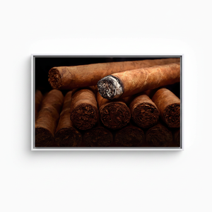 Rustic Cigar Lounge Canvas Print Elegant Tobacco Art for Home Decor,WHITE <b>FRAMED</b> CANVAS - Product Image 2