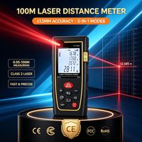 Télémètre laser portatif 100m de portée ±1,5mm Classe 2 635nm Mesure laser avec écran LCD rétroéclairé Aire Volume Pythagore
