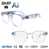 Lunettes intelligentes de traduction en temps réel avec IA, caméra 8MP, commande vocale ChatGPT, Wi-Fi 6, appels Bluetooth, lecture de musique, réunions d'affaires