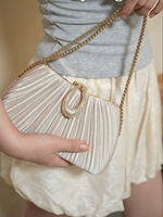 Sac de soirée Haute Couture 2026 pour femme en satin plissé, sac bandoulière Cheongsam pour mondaine