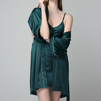 Ensemble de pyjama 2 pièces en satin pour femme, col en V, manches courtes, respirant, élégant, grandes tailles, printemps-été-automne, personnalisé en usine