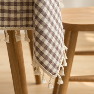 <span class=keywords><strong>Mantel</strong></span> <span class=keywords><strong>Rectangular</strong></span> <span class=keywords><strong>de</strong></span> <span class=keywords><strong>Lino</strong></span> y Algodón Japonés con Borlas - Product Image 3