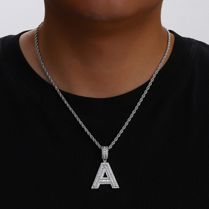 TZM9 plateado antiguo inglés personalizable nombre collar hombres moda estilo religioso aniversario caja diamante - Product Image 3
