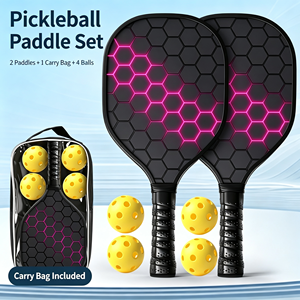 Ensemble de raquettes de pickleball en fibre de verre à noyau épais haute performance, 2 raquettes, 2 balles intérieures, 2 balles extérieures, avec sac de transport - Product Image 5