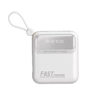 Nouvelle batterie externe mini 10000 mAh avec écran LED, charge rapide, chargeur portable, polymère, double micro, câbles intégrés, Powerbank 21700