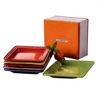 Assiette plate carrée en porcelaine colorée de 6 et 8 pouces, série Cool Color LE, vaisselle française, passe au micro-ondes, idéale comme cadeau