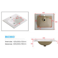 Vasques de salle de bain en céramique à bord fin et minimaliste, lavabos rectangulaires pour projets hôteliers et d'appartements