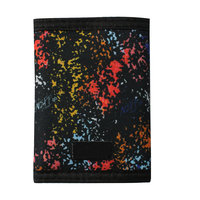 Dompet Lipat Tiga Poliester dengan Logo Kustom Grafiti, Kantong Uang dengan Resleting, Penutup Velcro, Aman, Portabel, dan Tempat Kartu
