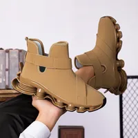 Chaussures de course montantes pour hommes en cuir PU avec semelle intermédiaire en TPU absorbant les chocs, à fermeture auto-agrippante, pour l'automne et l'hiver, style décontracté, vente en gros OEM