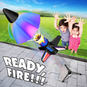 Lanceur de fusées électrique écologique pour enfants, <span class=keywords><strong>fusée</strong></span> en mousse réutilisable avec parachute, cadeau scientifique pour l'extérieur - Product Image 5