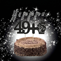 Décoration de gâteau d'anniversaire 49 ans Or et Noir, Décoration de gâteau chiffre, Pics pour cupcakes, Fournitures de fête