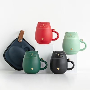 <span class=keywords><strong>Tasse</strong></span> à thé et café de voyage moderne en céramique antichoc <span class=keywords><strong>avec</strong></span> <span class=keywords><strong>infuseur</strong></span> et couvercle, motif <span class=keywords><strong>chat</strong></span> porte-bonheur, vente en gros usine M - Product Image 2