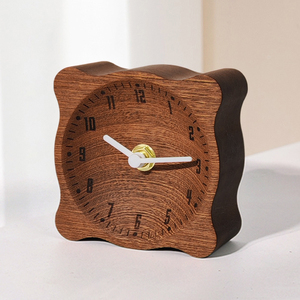 <span class=keywords><strong>Horloge</strong></span> de table analogique en bois massif portable EMAF, design cube, avec alarme, idéale pour la décoration de salle de classe, cadeau promotionnel mignon - Product Image 1