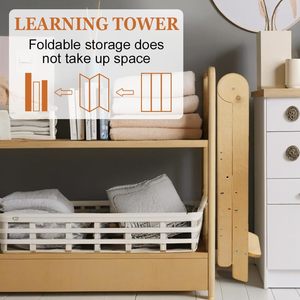 Taburete de Cocina Plegable de Madera con Logotipo Personalizado, Escalera, Torre de Aprendizaje para Niños Pequeños, para Dormitorio o Apartamento - Product Image 3