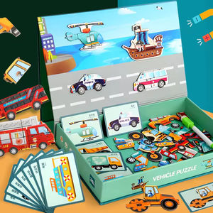 <span class=keywords><strong>Jeu</strong></span> de puzzle en bois pour véhicules, livre magnétique <span class=keywords><strong>d</strong></span>'apprentissage du trafic, tableau de dessin, jouet en bois Montessori, ensemble cadeau <span class=keywords><strong>d</strong></span>'apprentissage précoce - Product Image 2