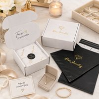 Ensemble d'emballage de luxe écologique personnalisé pour bijoux et cadeaux avec impression de logo, sac en papier, autocollant et carte