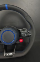 Volant sport personnalisé pour Volkswagen VW Golf 7/Passat en fibre de carbone pour cuir avec surpiqûres et ligne bleues