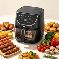 Friteuse à air numérique Anbolife 6L avec fenêtre visible, 1700W, contrôle tactile, 9 programmes prédéfinis, 8 fonctions, sans huile, sans PFAS, OEM ODM