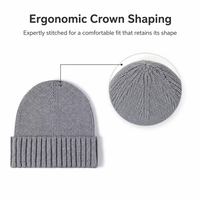 Bonnet tricoté unisexe personnalisé avec logo, bleu poussière, doux, côtelé, à revers, chaud pour l'hiver, style streetwear, pour l'extérieur