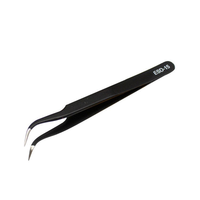 Ensemble de 6 pinces à épiler métalliques de précision ESD à pointe courbée, modèle 0522, emballées, pour réparation de téléphones, pincement des cheveux, cils/sourcils