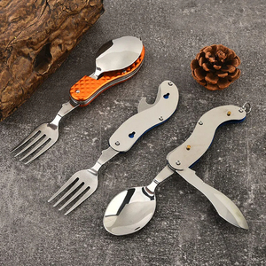 Juego de utensilios multifuncionales para pícnic al aire libre, cubiertos de viaje, mini cuchillo, tenedor, cuchara plegable, vajilla. - Product Image 1