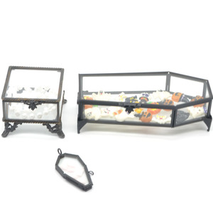 หนึ่งในของขวัญที่ดีสำหรับแม่! กล่องใสเครื่องประดับทรงกล่องใส่แหวนทรงลูกบาศก์ทำจากทองเหลืองทรงกล่องใส่เครื่องประดับทรงโลงศพสีดำ - Product Image 3